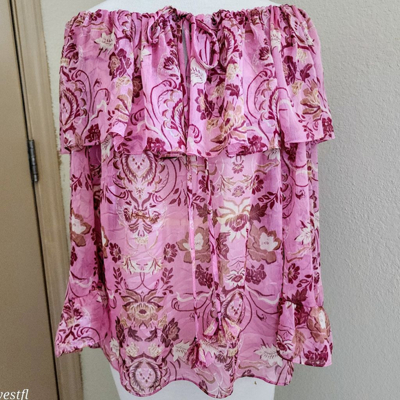 Misa Soraya Floral-Print chiffon Blouse M - Picture 3 of 7